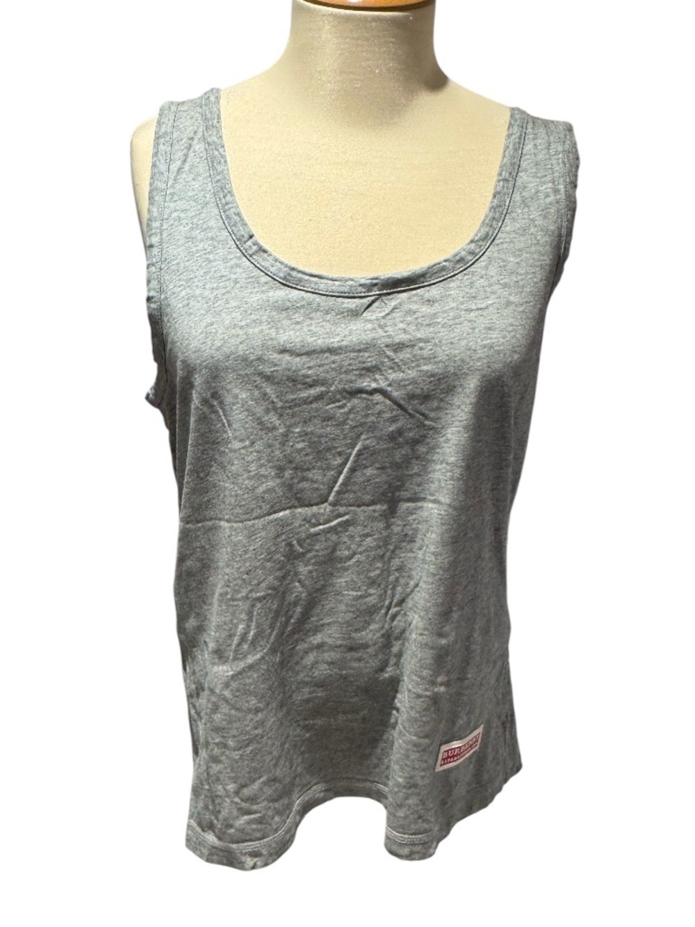 BURBERRY grey longline tank top with red logo - size medium